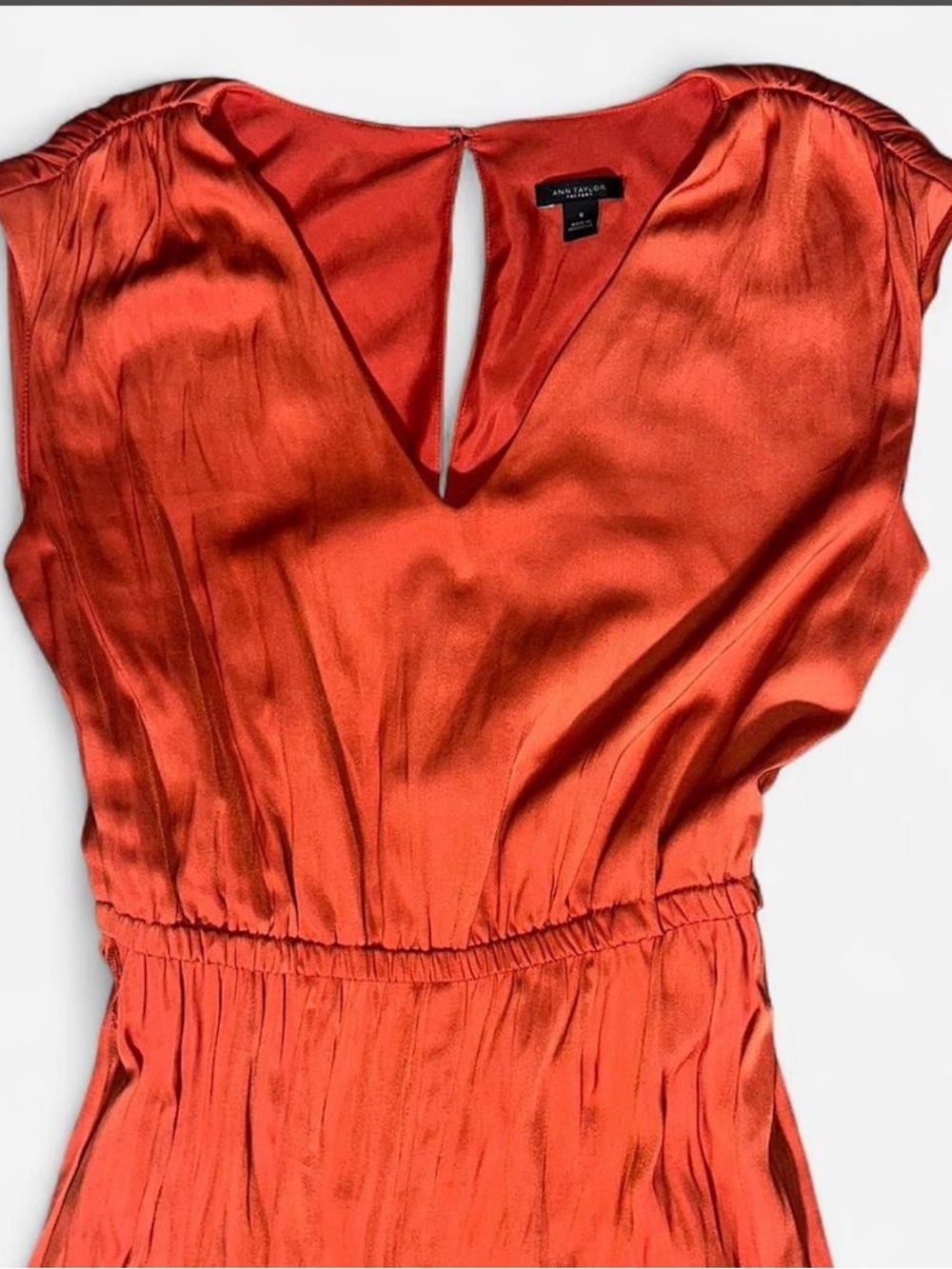 Ann Taylor Orange Satin Wide-Leg Jumpsuit - Picture 4 of 5